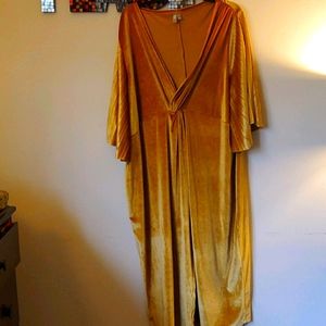Golden colored semi wrap  velvet dress